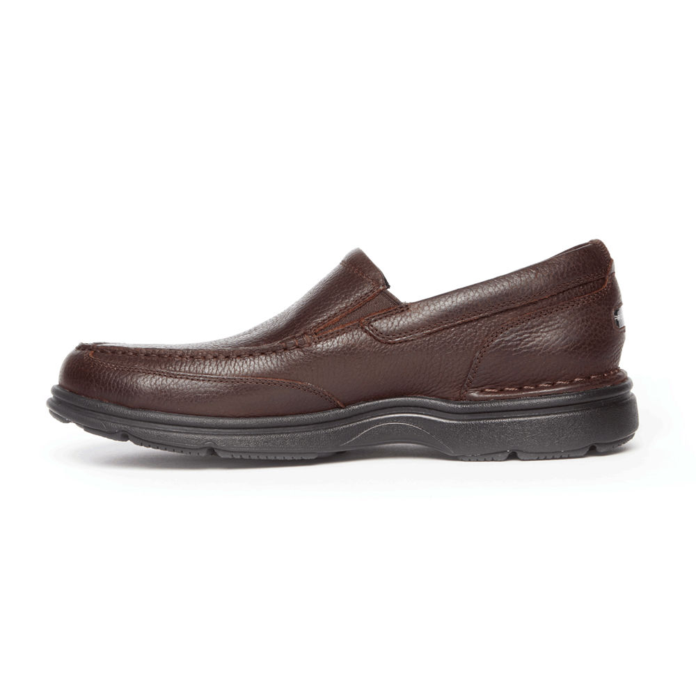 Rockport Mens Slip-On Dark Brown - ProWalker Eureka Plus - UK 294-ZVBGMO